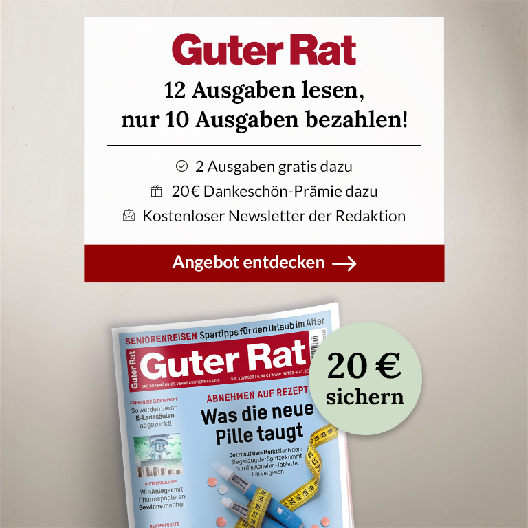 Guter Rat - 12 Ausgaben lesen, nur 9 bezahlen + 20 Euro geschenkt